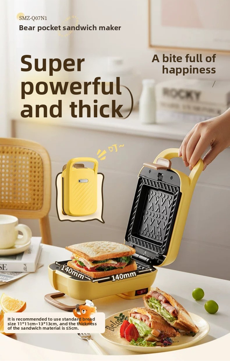 Bread Maker Machine - Piastra Multifunzione per Sandwich e Waffle,