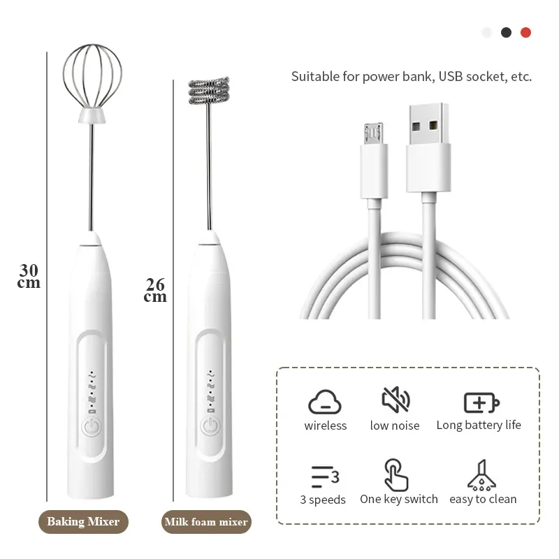Hand Mixer Electric - Montalatte Elettrico Portatile USB, Frullino per